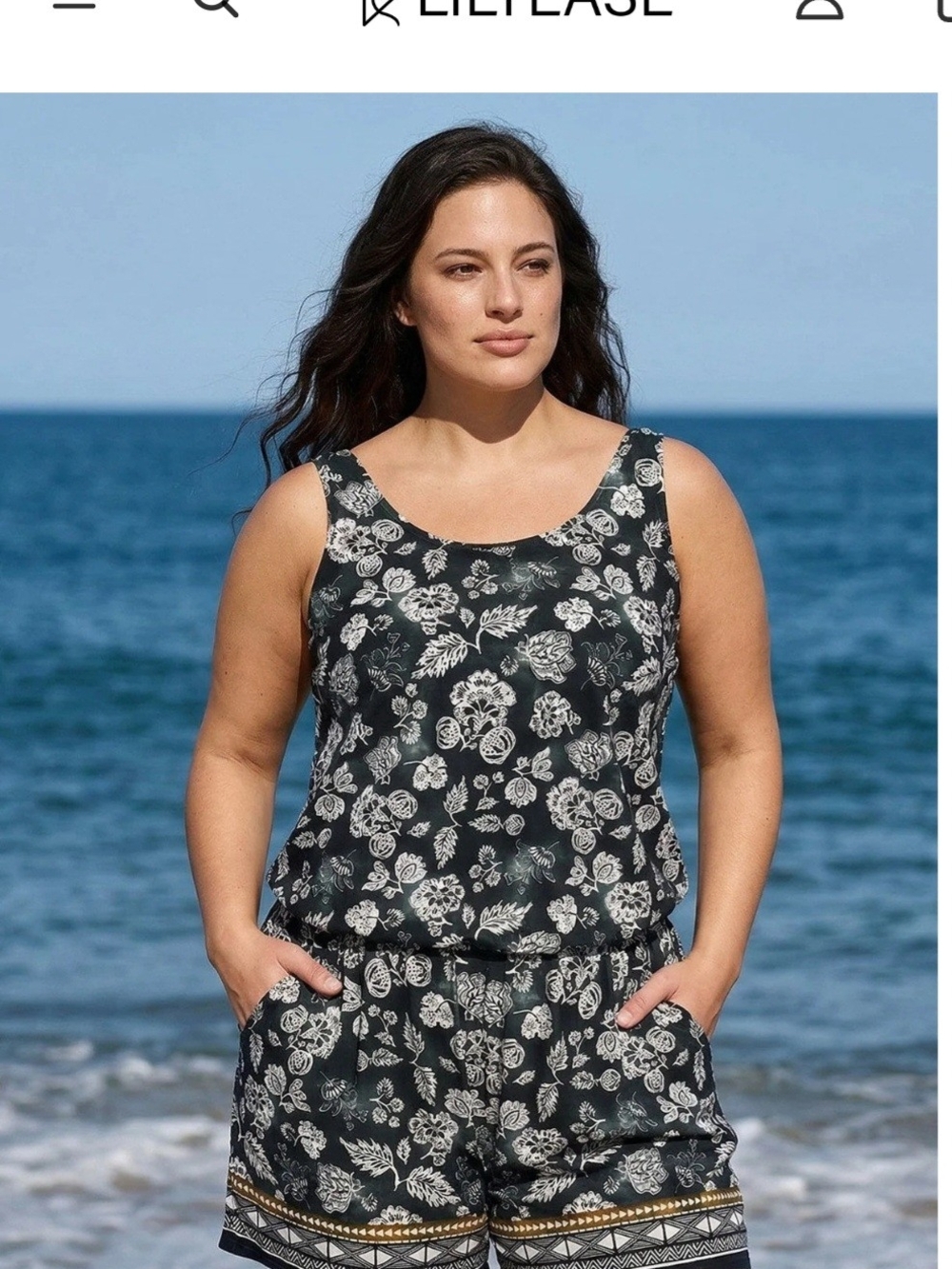 Black Floral One-Piece Swimsuit